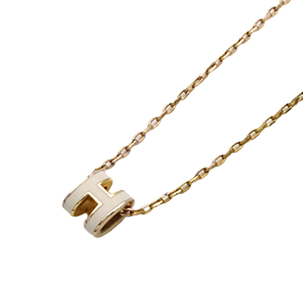 Hermes HERMES Necklace Pop H Women's Brand Metal White Gold Pendant